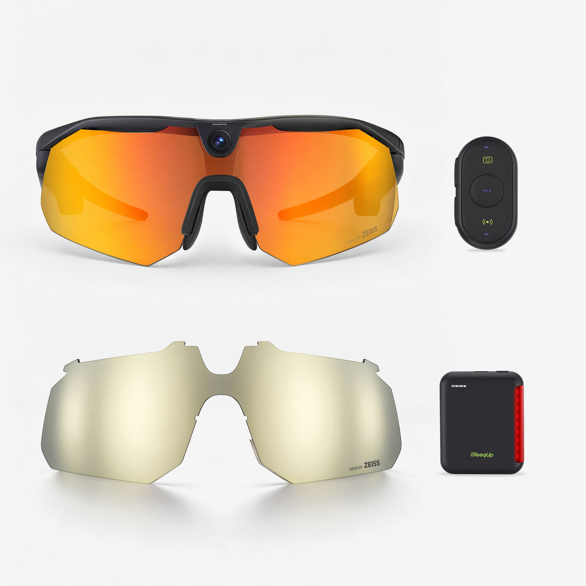 BleeqUp Ranger Ultimate Bundle, black ZEISS orange lenses with ZEISS champagne replacement lens