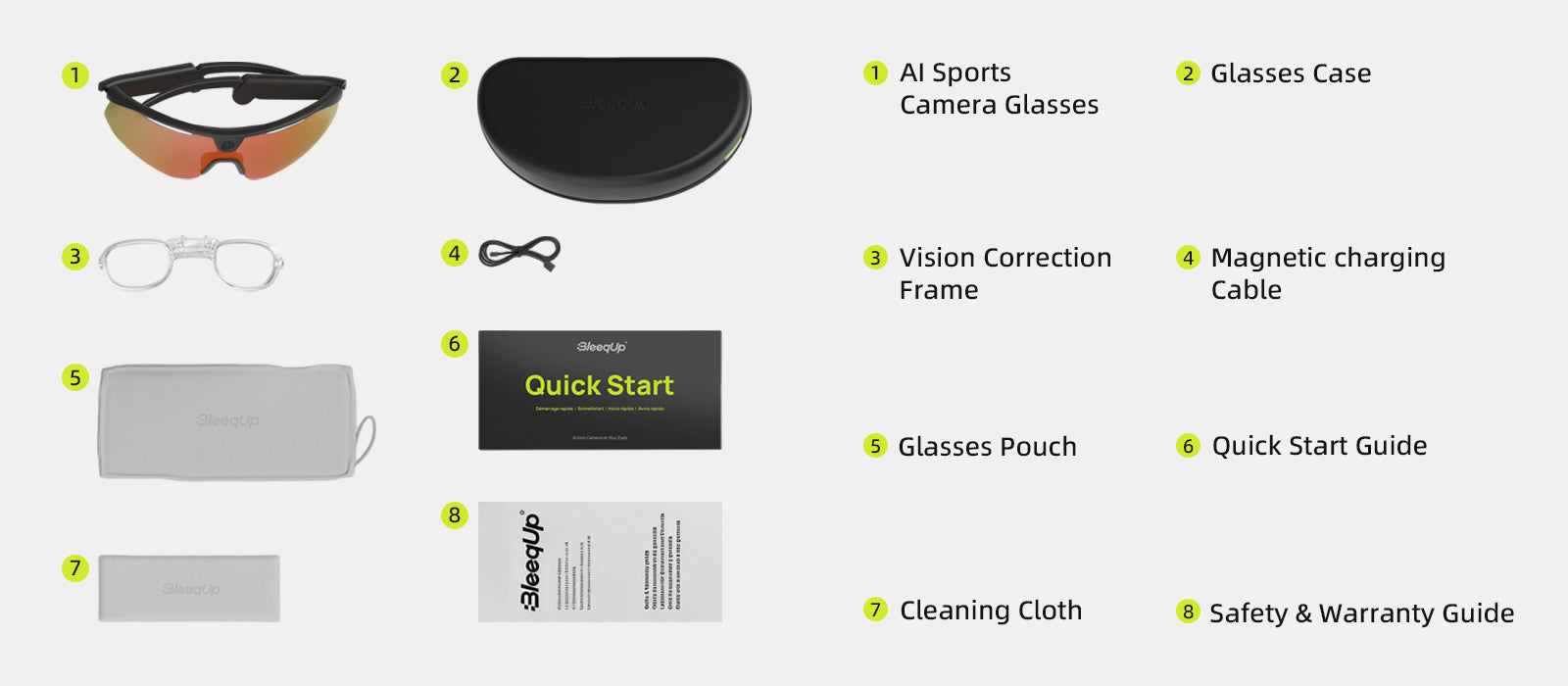 BLEEQUP Ranger AI sports camera glasses — product packaging box